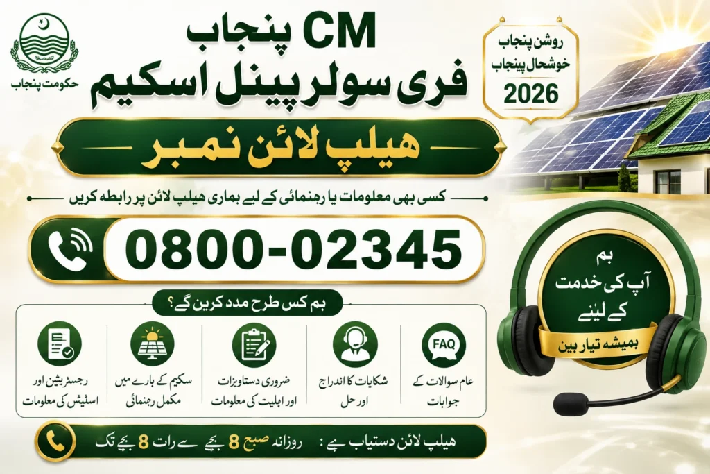 CM Punjab Free Solar Panel Scheme Helpline Number