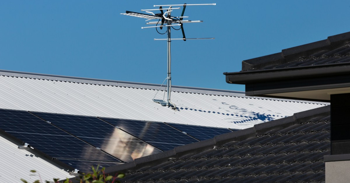 Solar rooftop installation near objects that can cast shadows onto panels