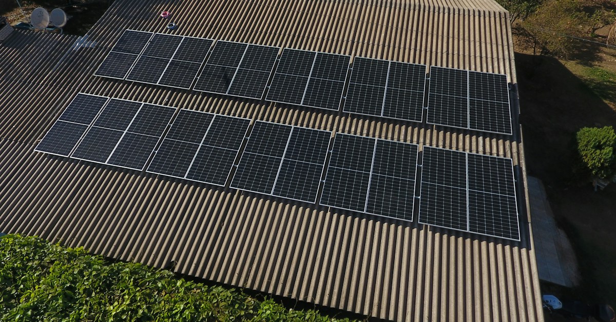 Rooftop photovoltaic panels exposed to sunlight and heat