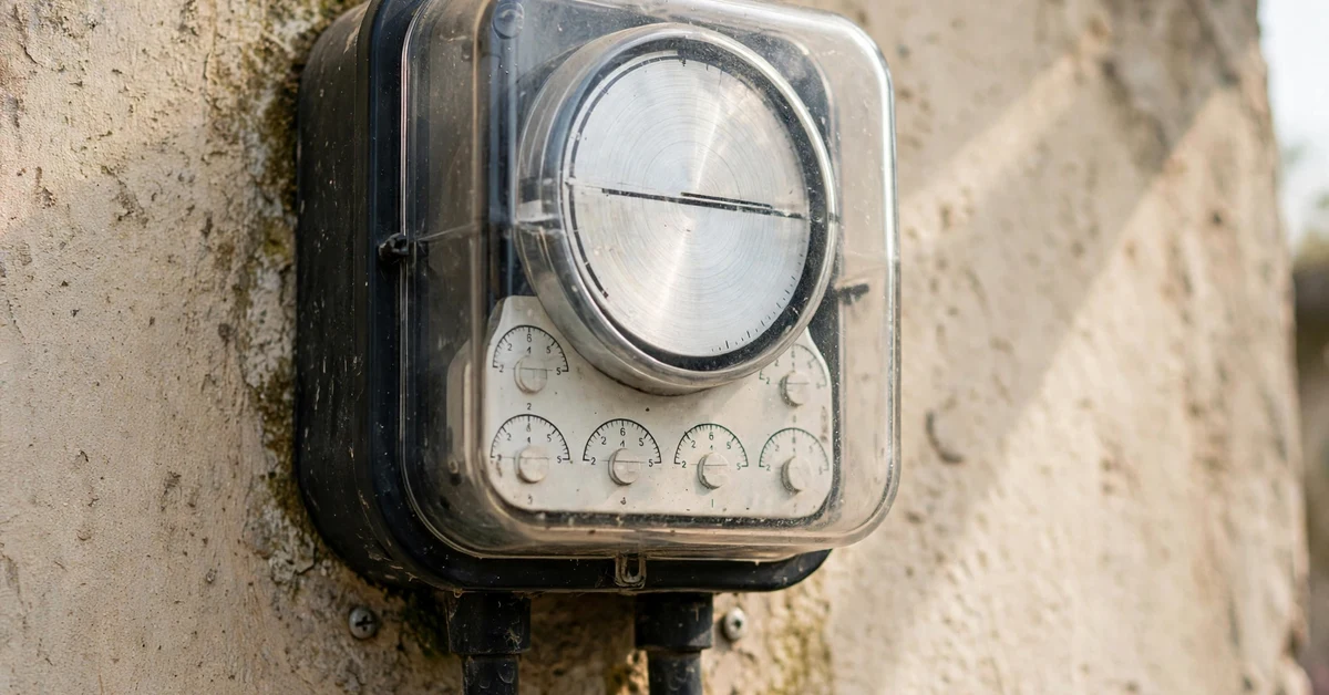 Electricity meter on a house wall in Pakistan