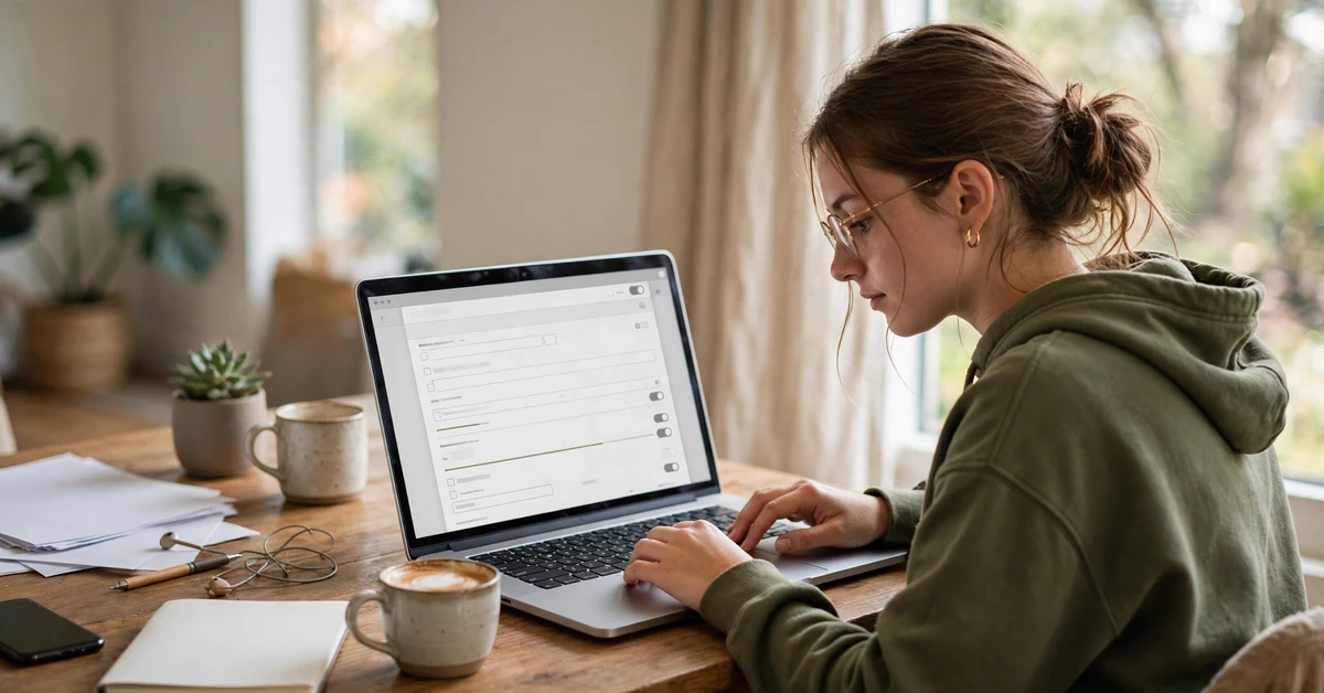 Student applying for scholarship online on a laptop