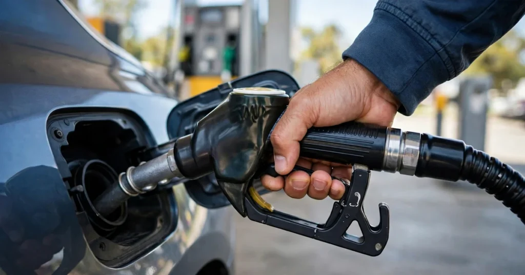 Filling petrol at a fuel station in Pakistan