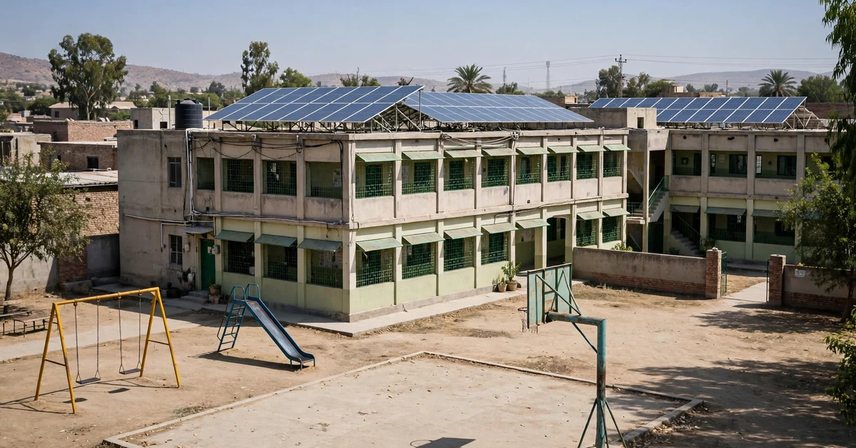 School building with solar panels in Punjab