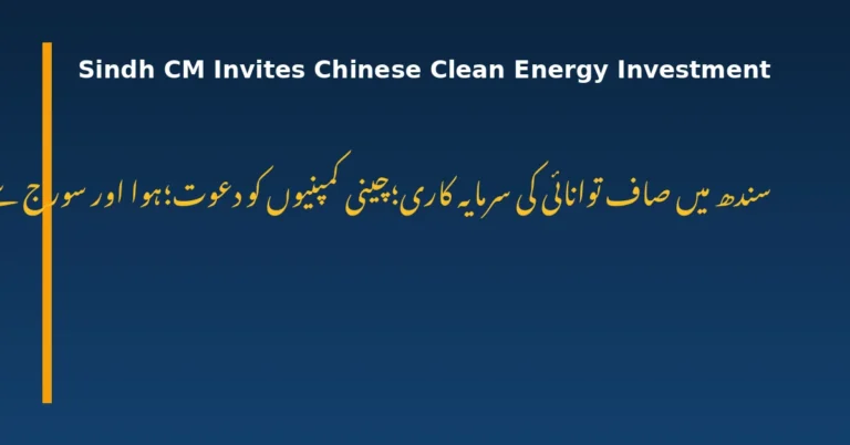 Sindh CM Invites Chinese Investment in Clean Energy and Water Sectors